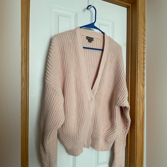 J. Crew Point Sur Blush Pink Chunky Knit Cardigan Sweater Size Large - Picture 5 of 10